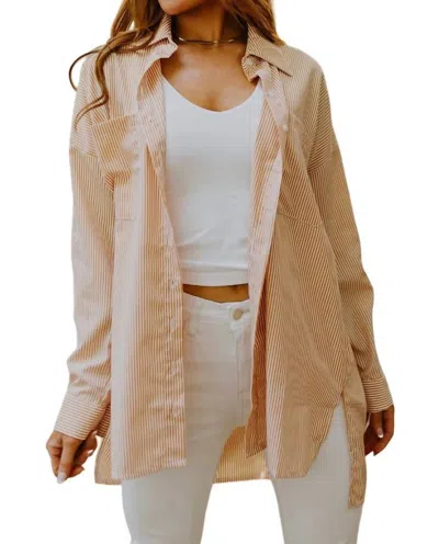 Zenana Easy On The Eyes Striped Button Up In Yellow