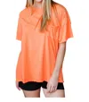 Zenana Emersion Oversized Raw Edge Tee In Orange In Orange