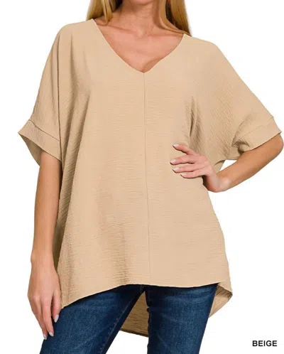 Zenana Emma Dolman Top In Beige In Brown