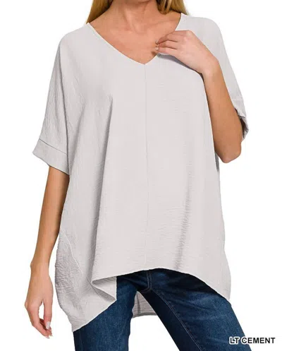 Zenana Emma Dolman Top In Light Cement In Gray