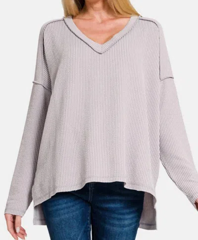 Zenana Everyone's Favorite Ribbed Top In Gray