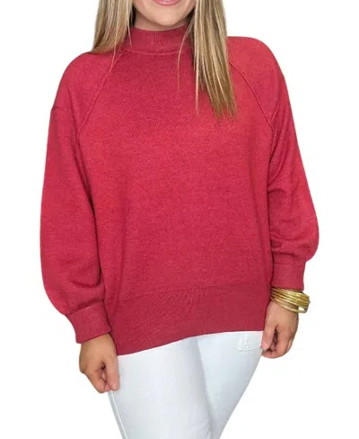 Zenana Exposed Seam Sweater In Red