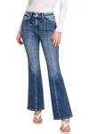 Zenana Fabulous Front Seam Stretch Bootcut Jeans In Dark Wash In Blue