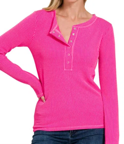 Zenana Favorite Textured Top In Pink