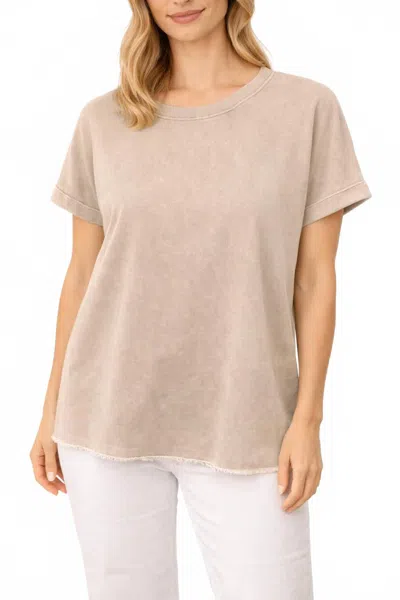 Zenana French Terry Acid Washed T Shirt In Ash Mocha In Neutral