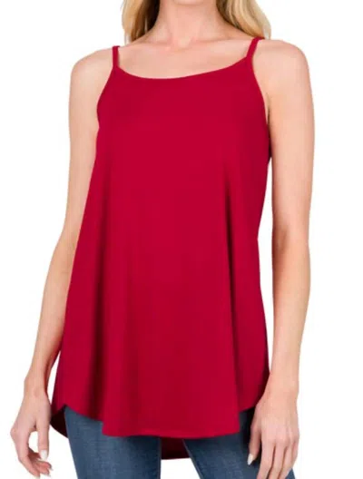 Zenana Front And Back Spaghetti Cami In Red