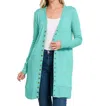 Zenana Full Sleeve Long Snap Cardigan In Ash Mint In Green