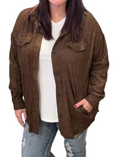 Zenana Heather Ribbed Longline Sweater In Brown