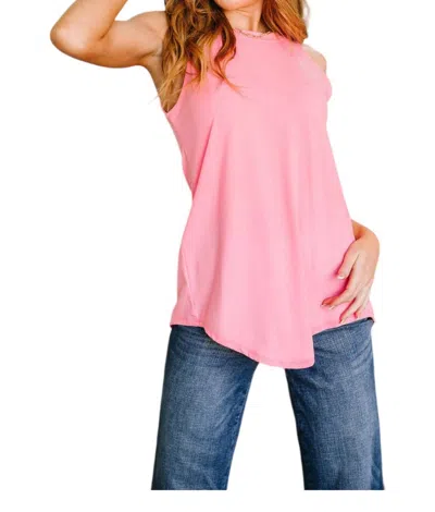 Zenana Hi-lo Sleeveless Top In Pink