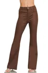 Zenana High Rise Bootcut Colored Denim Jeans In Brown