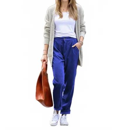 Zenana High Rise Corduroy Pants In Blue