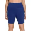 Zenana High Rise Wide Waistband Biker Shorts In Light Navy In Multi