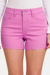 Zenana High Waist Denim Shorts In Mauve