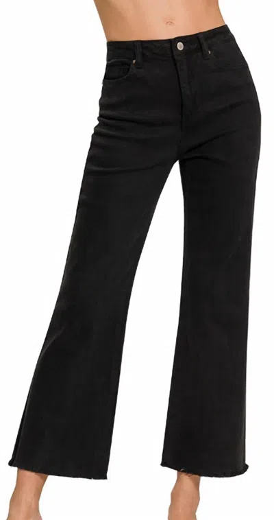 Zenana High Waist Frayed Hem Jean - Plus In Black
