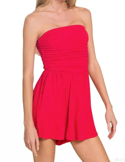 Zenana Hot To Trot Romper In Ruby In Pink