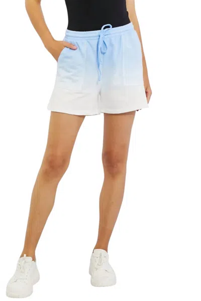 Zenana In The Zone Full Size Dip Dye High Waisted Shorts In Light Blue