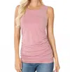 Zenana Ity Side Ruched Sleeveless Top In Light Rose In Pink