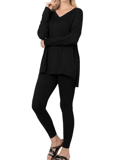 Zenana Just Relax Loungewear Set In Black