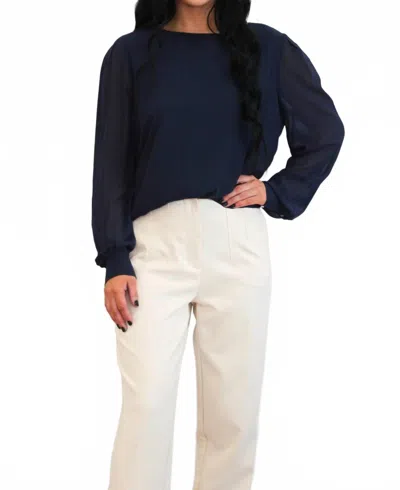 Zenana Keepsake Chiffon Top In Navy In Blue