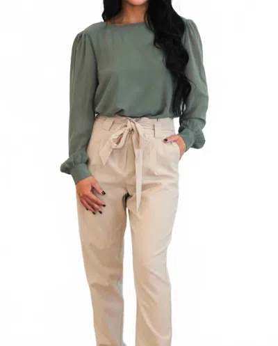 Zenana Keepsake Chiffon Top In Olive In Green