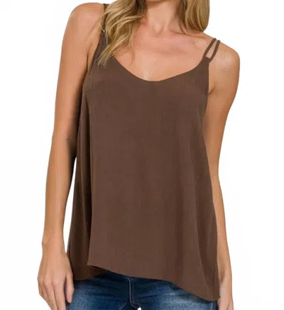 Zenana Kemma Sleeveless Top In Brown