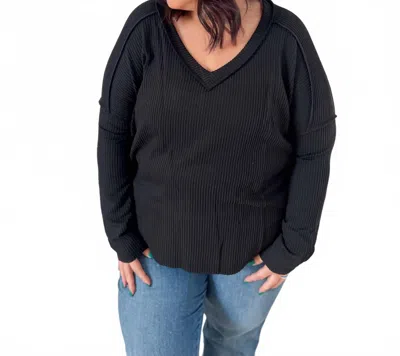 Zenana Khloe V-neck Top In Black