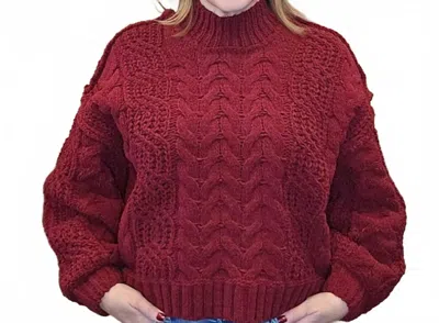 Zenana Knitted Long Sleeve Sweater In Cabernet In Multi
