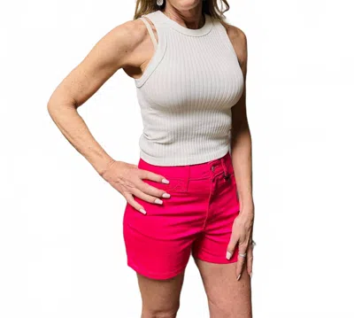 Zenana Kyla High Rise Shorts In Fuchsia In Pink