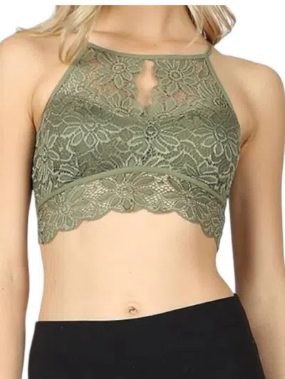 Zenana Lace Bralette In Green