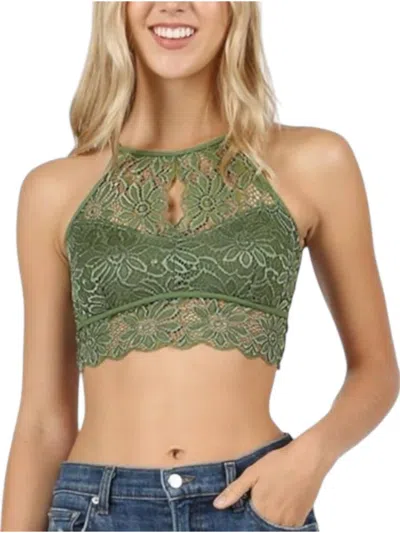 Zenana Lace Bralette In Olive In Green