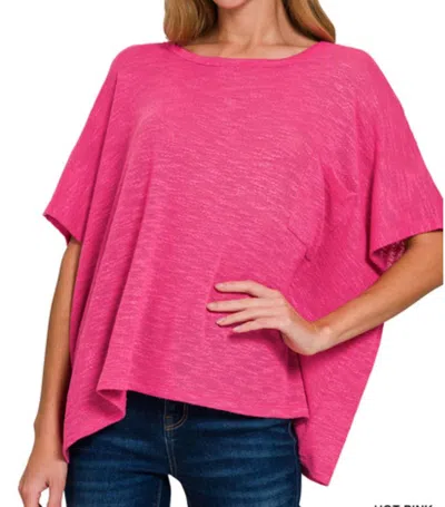 Zenana Lennox Tee In Hot Pink