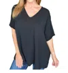 Zenana Let's Roll V-neck Top In Black In Black