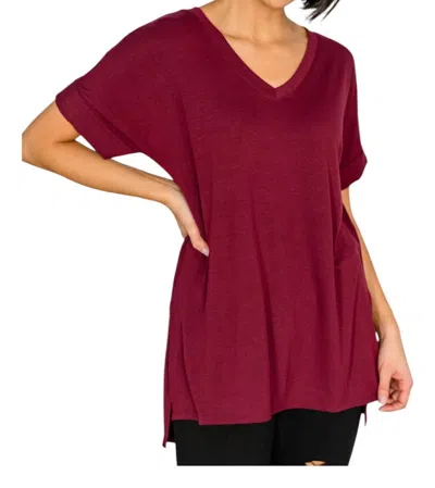 Zenana Let The Days Pass By Top In Burgundy In White