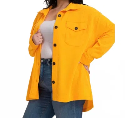 Zenana Lightweight Waffle Shacket In Yellow Gold