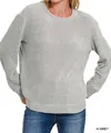Zenana Lillian Chenille Sweater In Heather Grey In Gray