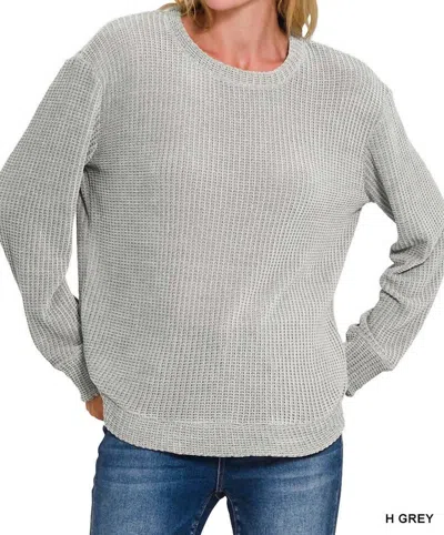 Zenana Lillian Chenille Sweater In Heather Grey In Gray