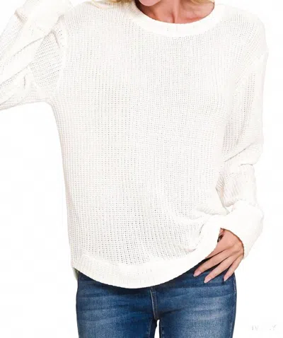 Zenana Lillian Chenille Sweater In Ivory In White