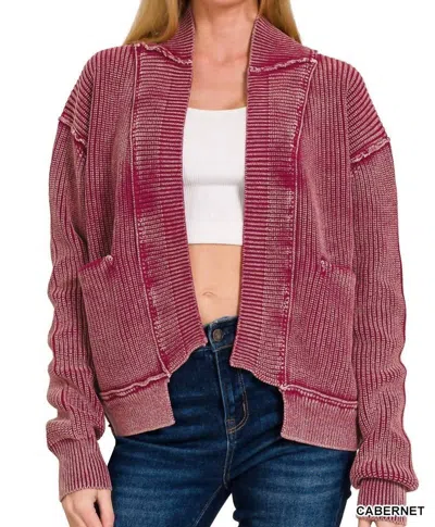 Zenana Livin' On The Edge Jacket In Cabernet In Pink
