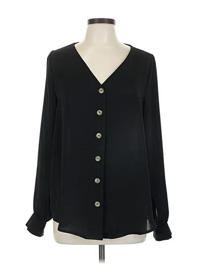 Pre-owned Zenana Long Sleeve Blouse In Black