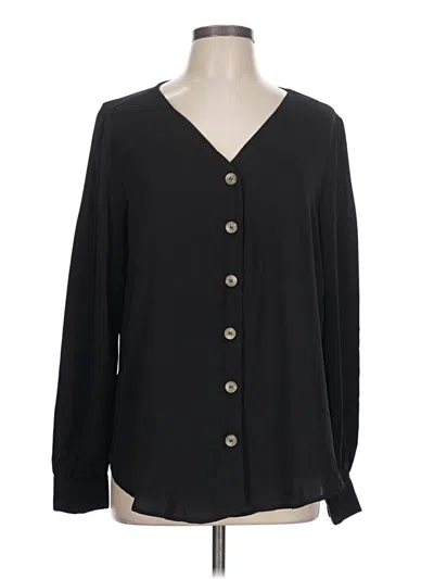 Pre-owned Zenana Long Sleeve Blouse In Black