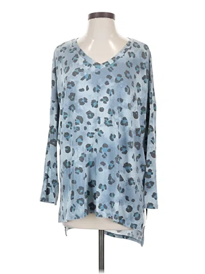Pre-owned Zenana Long Sleeve Blouse In Blue