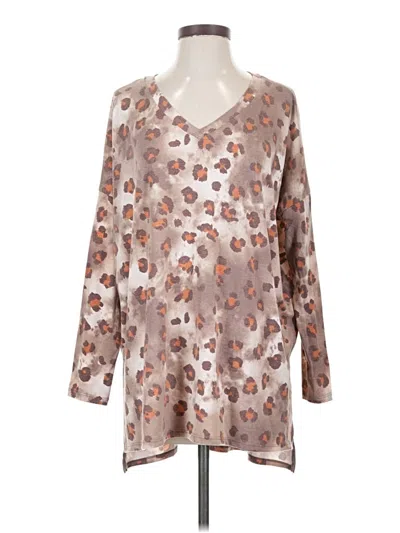Pre-owned Zenana Long Sleeve Blouse In Brown