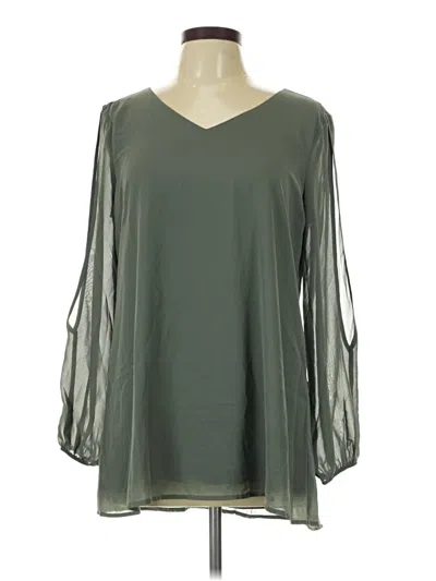 Pre-owned Zenana Long Sleeve Blouse In Green