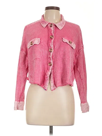 Pre-owned Zenana Long Sleeve Blouse In Pink