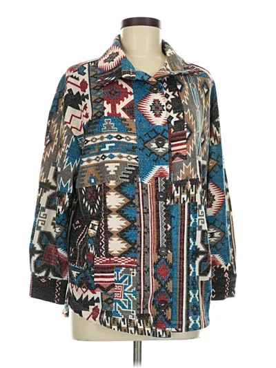 Pre-owned Zenana Long Sleeve Blouse In Teal