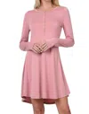 Zenana Long Sleeve Button Down Dress In Light Rose In Pink