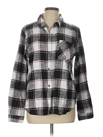 Pre-owned Zenana Long Sleeve Button Down Shirt In Gray