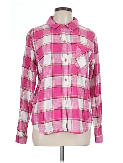 Pre-owned Zenana Long Sleeve Button Down Shirt In Pink