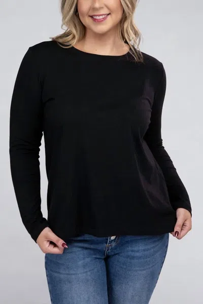 Zenana Long Sleeve T-shirt In Black