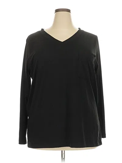 Pre-owned Zenana Long Sleeve Top Black V Neck Tops